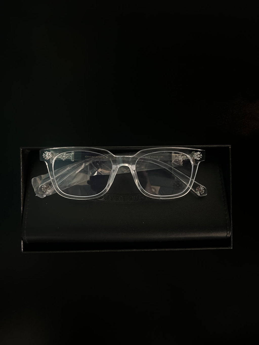 Chrome heart glasses - clear & silver badges