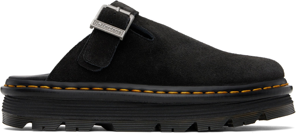 Dr. Martens Pink Zebzag Suede Platform Mules by Dr. Martens