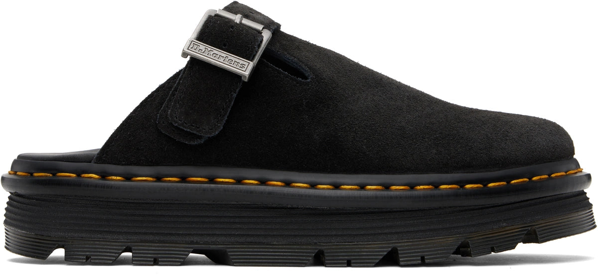 Dr. Martens Pink Zebzag Suede Platform Mules by Dr. Martens