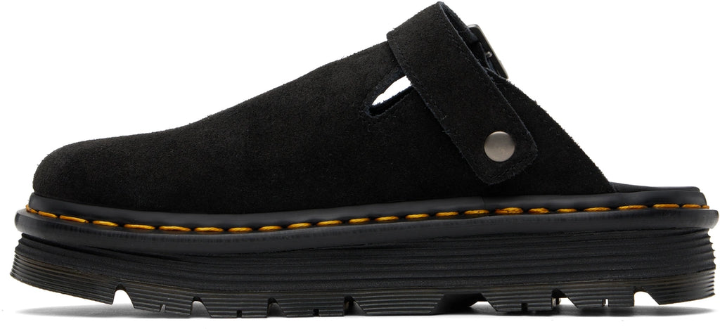 Dr. Martens Pink Zebzag Suede Platform Mules by Dr. Martens