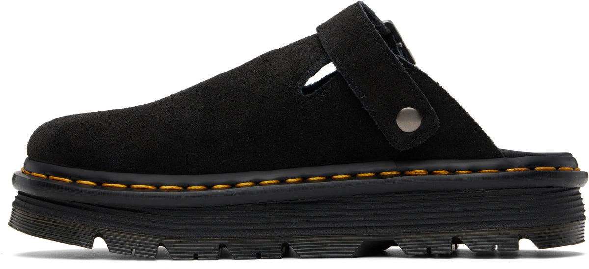 Dr. Martens Pink Zebzag Suede Platform Mules by Dr. Martens