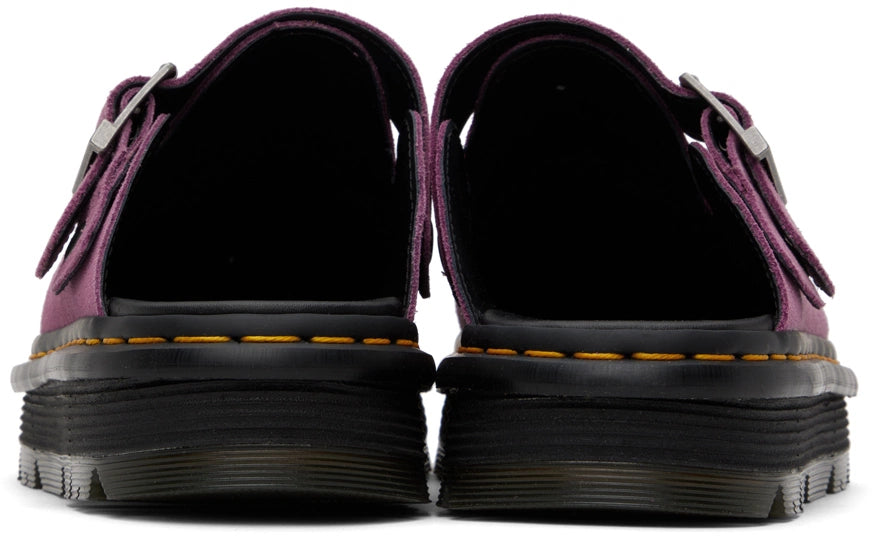 Dr. Martens Pink Zebzag Suede Platform Mules by Dr. Martens