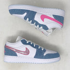 Air Jordan 1 Low 'Pink Sequins' Denim Blue Sneakers